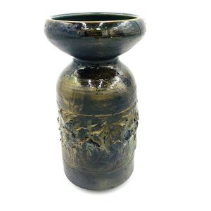 Studio Art Earthtone Glazed Pottery Brutalist look Vase Signed 1965 GE Ball